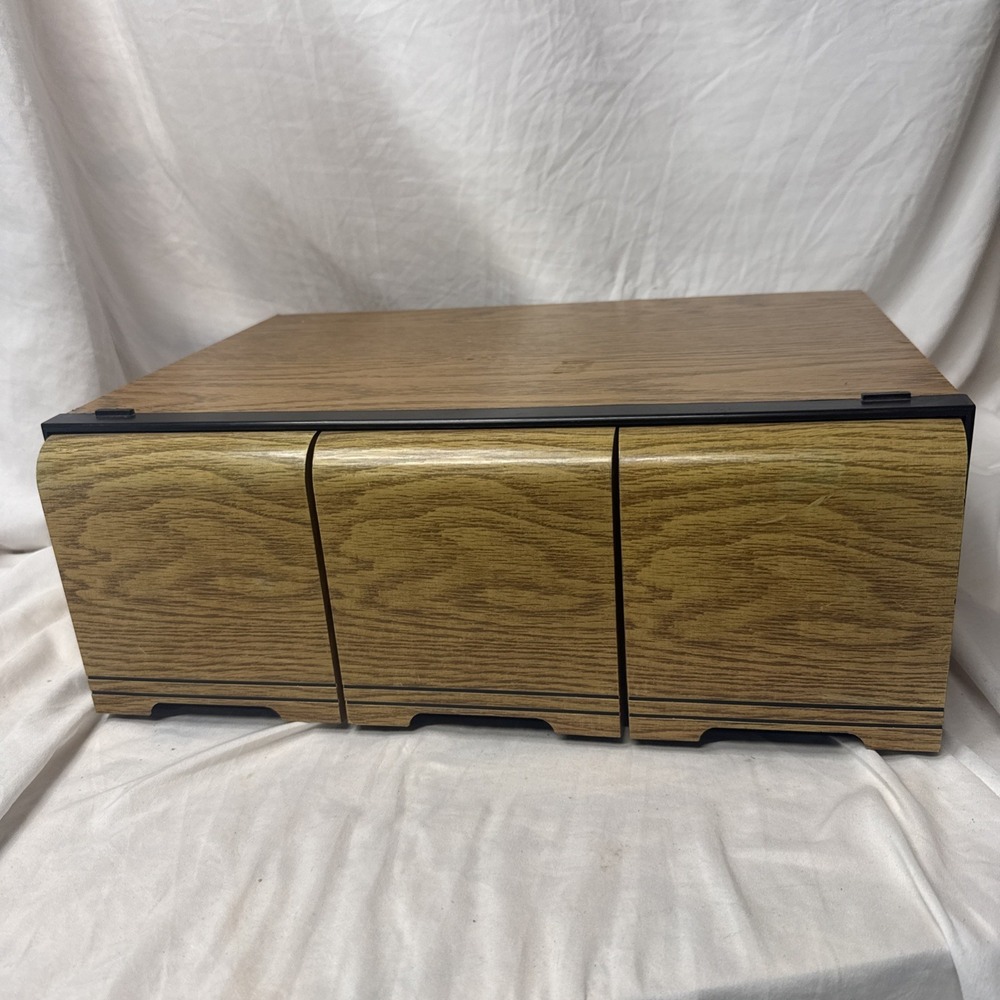 Vintage Kenmark 3-Drawer Faux Wood 60 CD Storage Holder Stackable Case Box